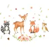 Cartoon dieren muurstickers kinderkamers fawn wasbeer sticker papier voor babydecoratie 220727