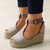 Sandals Water Shoes For Womens Ladies Fashion Suede Open Toe Wedge Platform Buckle SandalsSandals