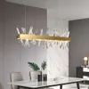 Modern Chandelier for Dining Room Luxury Crystal Home Decoration Gold Rectangle LED Large Hang Lamp Indoor Lighting Fixtures