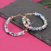 Hoop & Huggie Bohemia Round Beaded Earrings Women Handmade Resin Beads Statement Big Jewelry Wholesale GiftHoop