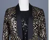 Leopard Sequin Blazer Jacket Men Brand Mens Long Glitter Suit Coat Party Dance Singer Stage Shawl Collar Costume Blazer 3XL 220815