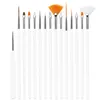 Tırnak fırçaları kanca fırçası 15pcs profesyonel tırnaklar set oyma kalem boyalı kolinsky akrilik