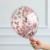 117 Pcs Rose Or Confettis Ballons Guirlande Kit Chaîne Chrome Métal Globos Hélium Décorations De Mariage Année Décors Navidad 220527