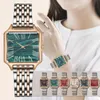 腕時計自動ウォッチメンクォーツ韓国ファッション女性のステンレス鋼のレジャースクエアスモールダイヤルリロイストウォッチ