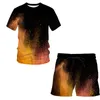 Herren Sommer Splash Tie Dye Kurzarm T-Shirt Shorts T-Shirts Set Sportanzug 3D-gedruckte Mode Übergroßer Trainingsanzug für Männer 220624