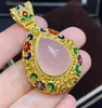 Lockets Natural Real Rose Quartz Lüks Büyük Kolye Kolye Takı Başına 11ct Taş 925 STERLING Gümüş Q28285