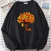 Sweats à capuche pour hommes Sweatshirts Arbre à chat Dessins animés Impressions décontractées Hommes Automne Pull Street Hip Hop Sweat à capuche Polaire Crewneck Lâche Homme