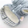 Faux Deux Pièces Plaid Design Chandails Chauds Pour Chiens Automne Et Hiver Chien Vêtements Avec Buttom Dog Outfit Vêtements Rose Bleu L220810