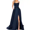 2022 Spaghetti -Gurte Abendkleider gerissene Seite Speak -Perlen -Prom -Party -Kleider eleganter Vestido de Novia Elegantes Arabisch sogar Kleid