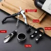 5pcs/Set Stainless Steel Wine Bottle Opener Sets Hippocampus Knife Stopper Pourer Accessories Home Supplies Bar Counter Tools