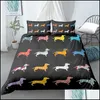 Set di biancheria da letto Forniture Tessili per la casa Giardino Bassotto Sau Dog Duvet Er Set Cartoon Pet Kids Adt Bedroom Decor Trapunta Biancheria da letto Drop Deliver