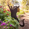 Katzenform-Figur, Bodeneinsatz, Dekor, schwarze Kätzchen-Silhouette, Pfähle, hohle Metallstatue für den Garten im Freien 220721