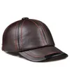 Casquette de Baseball en cuir véritable en gros hommes femmes chapeau en peau de vache noire réglable automne hiver en cuir véritable chapeaux à pointe 220514