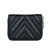 HBP Wallets Zero Wallet Female Rivet Zipper Card Coin Wallet Bag Pu Embroidered Line 220823