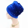 Abbigliamento etnico Velluto di alta qualità Avvolge la testa per le donne Sciarpa turbante invernale con perle Perline Foulard Cofano Cappello africano Turbante Mujer