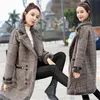 Hohe Qualität Marke Elegante Plaid Wollmischung Mantel Frühling Wintermantel Mantel Frauen Patchwork Bedeckt Warme Wollmantel 201215