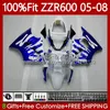 100% Fit OEM Body For KAWASAKI NINJA ZZR-600 600 CC 600CC 05-08 Bodywork 134No.9 ZZR 600 ZZR600 05 06 07 08 2005 2006 2007 2008 Injection Mold Fairing Kit blue flames blk