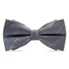 Kowarki Najwyższej jakości krawat dla mężczyzn projektant marki szary podwójna warstwowa bowtie sukienka garnitur impreza ślubna motyl luksusowe pudełko prezentowe fred22