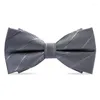 Cravates d'arc de qualité supérieure Cravate pour hommes Marque Designer Gris Double Couche Bowtie Robe Costume Party Mariage Papillon Noeud Luxe Coffret Cadeau Fred22