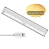 Lumières nocturnes 188 mm LED USB rechargeable sans fil sous lampe à barres d'éclairage armoire avec capteur de mouvement Clatroom Closet Lightingnight