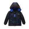 2022 Autumn Winter Boys Jacket Thicker Warm Keep Splicing Hooded Down Outerwear For 2-6 Year Old Children Cold Protection Clothes J220718