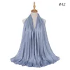 2022 One Piece High Quality Women Muslim Plain Frayed Scarf Shawls Wraps Headwear Crinkle Solid Pashmina Hijabs