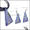 Örhängen halsbandsmycken sätter murano glashängen sier folie lampwork hänge blåst halsband och mode i bk mus015 636 Q2 droppavlag