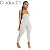 Designer Sports Jumpsuits Sexy Thread Bandage Backless Leggings Rompers Women Fashion Skinny Bodysuit Clubwear