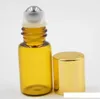 Portable Refillable 3ml Amber Glass Roll On Essential Oil Perfume Bottle Stainless Steel Roller Ball BY DHL./Fedex