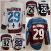 Męski hokej na lodzie 8 Cale Makar koszulki 29 Nathan Mackinnon 92 Gabriel Landeskog Mikko Rantanen Joe Sakic Peter Forsberg Burgundy Blue Białe odwrotne mistrzowie retro retro mistrzów