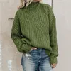 Suéteres femininos Autumn Winter WhiM Warm Women Women Blue Blue Turtleneck Pullovers de malha de malha de moda de manga longa solta