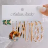 Hoop Huggie Vintage Gold Color Earrings Set Geometry Pearl For Women Simple Square Round Fashion Party Jewelry 2022