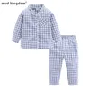 Mudkingdom Boys Girls Long Sleeve Pajamas Set Collared Plaid Autumn Cute Toddler Pajama Kids Sleepwear Children Clothes Pjs 220706