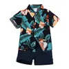 1-7 jaar peuter babyjongen shorts kleding sets Hawaiian outfit baby kinderen bladeren bloemen bedrukte boog t-shirt top   short suit zomer M4137