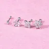 Stud Earrings for Women Flower Tragus Cartilage Earring Set Zircon Stainless Steel Helix Crystal Piercing Body Jewelry