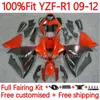 Órgão de Injeção para Yamaha YZF-R1 YZF1000 YZF R1 1000 CC 2009-2012 Bodywork 5No.12 YZF R1 1000CC YZFR1 09 10 11 12 YZF-1000 2009 2010 2011 2012 2012 2012 Kit de Fairing OEM Laranja