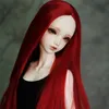 Стиль 13 14 16 18 BJD SD Doll Wig Hightemange проволока Длинное прямое вино Красный парик для парик для волос BJD 220707