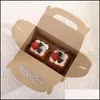 Portable Cake Carton Kraft Papier Cookie Nugat Pieczenia Desery Opakowanie Box Candy Gift Wrap Torba 10 SZTUK CX220125 Drop Dostawa 2021 Chleb Boxe