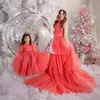 Water Melon Mother And Daughter Prom Dresses Tiere Tulle Photo Shoot For Mom Adult Pageant Dress Ball Gown 326 326