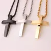 Pendant Necklaces 40mm 26mm Fashion Stainless Steel Silver Color/Black/Gold Cute Cross Men Women Necklace Box Chain 24" Birthday GiftPe