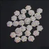 30 Pcs 12 Mm Fleur Alliage Strass Bouton Flatback Ab Cristal Métal Embellissements Diy Bijoux Faire Des Cheveux De Mariage Embellissement Drop Delive