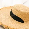 Vrouwen zomer natuurlijke raffia strohoed mode temperament lint floppy strand zon hoeden buiten ademende reisjurk hoed
