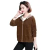 Kvinnorjackor Fashion Coat 2022 Spring Hooded Zipper Jacka Basic Section Long Sleeve Corduroy Kort ytterkläder A1834