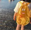 韓国の子供たちのバックパック旅行ショッピングリュックサックカジュアルPVCジェリーバックパックベイビー春と夏の透明な学校バッグ