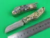 Damascus Shave Pocket Folding Knife VG10 Damascus Steel Blade Abalone Shell Handle EDC Collect Knives Xmas Gift