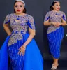 2022 Plus Size Arabic Aso Ebi Royal Blue Luxurious Prom Dresses Lace Pärled Sexig kväll Formell Party Second Reception Birthday Engagement Gowns Dress ZJ330