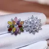 Sonnenblume Luxus Diamant Designer -Bolzen Ohrringe CZ Zirkon leuchten Kristall ol süße elegante Ohrringohrringe für Womem Girl Geschenk