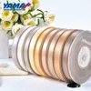 100yards 6 9 13 16 19 22 mm Single Face Satin Ribbon Gold Brown Ribbons for Party Wedding Decoration Handmade Rose Gifts