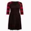 Plus Size Dresses Summer Spring Elegant Skater Dress Women Black And Red Plaid Pocket Front Work Office Female Large 5XL 6XLPlus