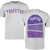 TRAPSTAR アートオブウォーペイズリー Tシャツメンズファッションカジュアル半袖原宿ルーズ特大トップス紫色のテクスチャプリント Tシャツ 220630